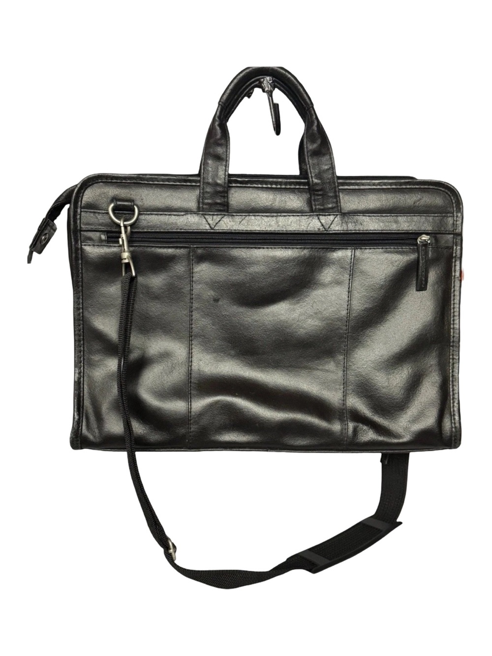 Vintage Pelle Studio Wilsons Black Leather Briefcase Messenger Laptop Bag 16x12